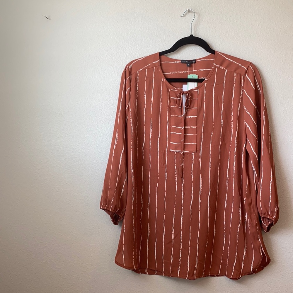 West Kei Cassia Tie Detail Blouse, Burnt Orange, L